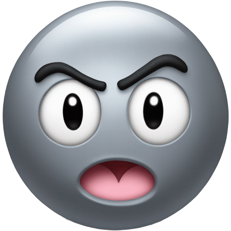 Metal cute mad Kirby bubble Gray ball driving on car wheels with mad eyebrows game emoji