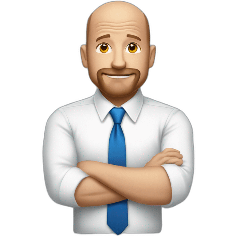 jim cramer, white dress shirt with blue tie, sleeves rolled up emoji