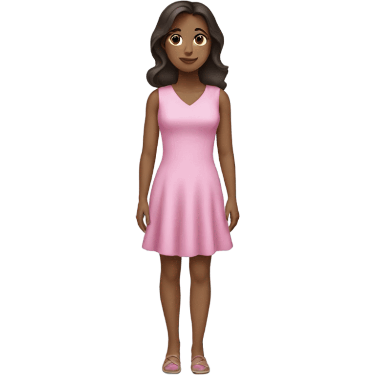 brunette girl in a pink dress emoji