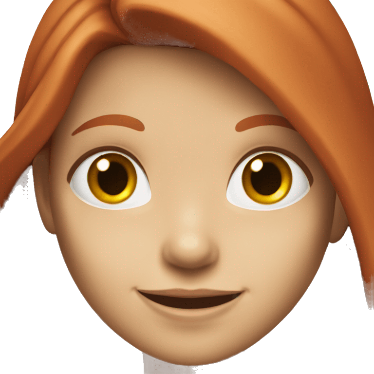 A gray-eyed red-haired girl with long hair is smiling emoji