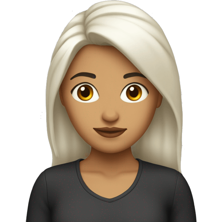 Chica blanca con pelo negro liso emoji