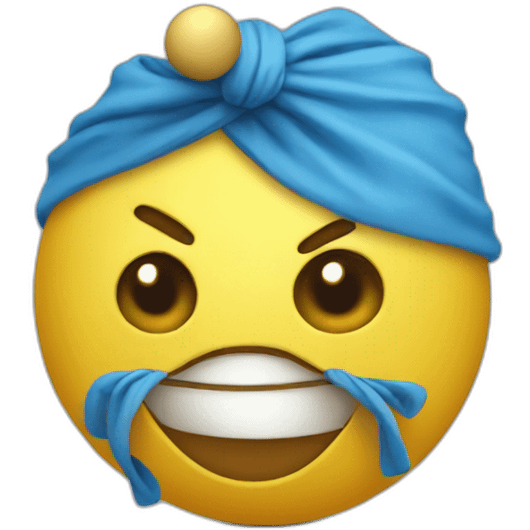 yellow ball with antennae, blue eyes and bandana emoji