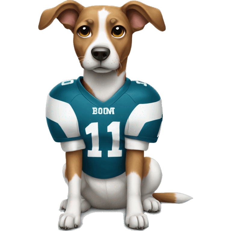 Dog wearing a football uniform emoji