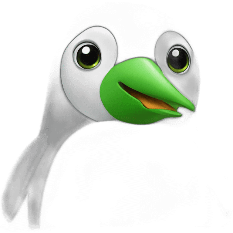 A grey and white penguin with green beak emoji