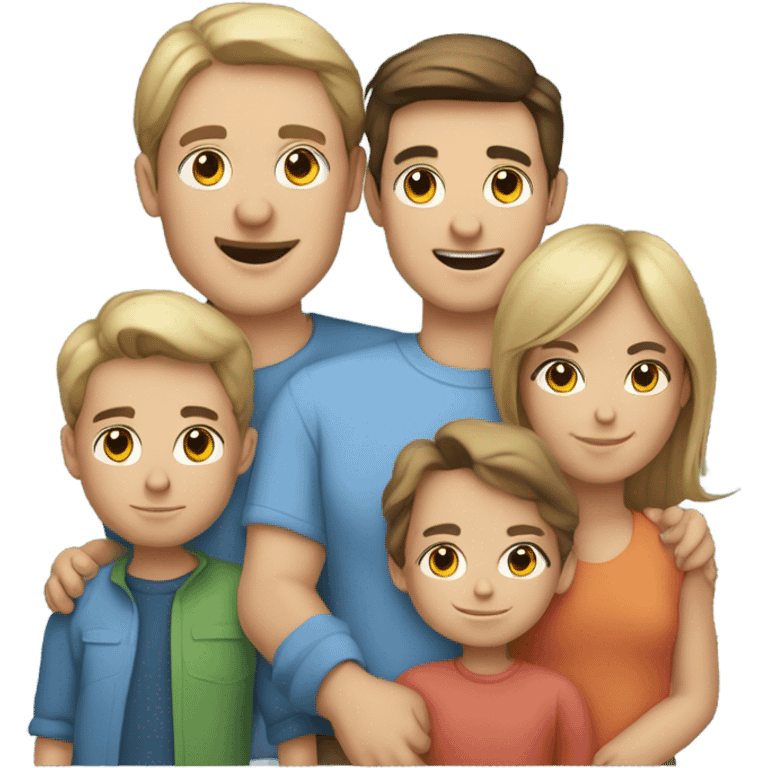 Caucasian family of 8 with mom, dad,  3 boys, 3 girls emoji