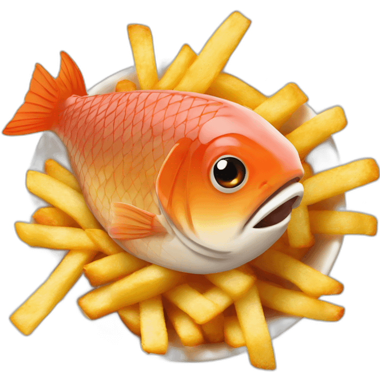 Kibbelibg fish in a french fries Like Bowl/plate emoji