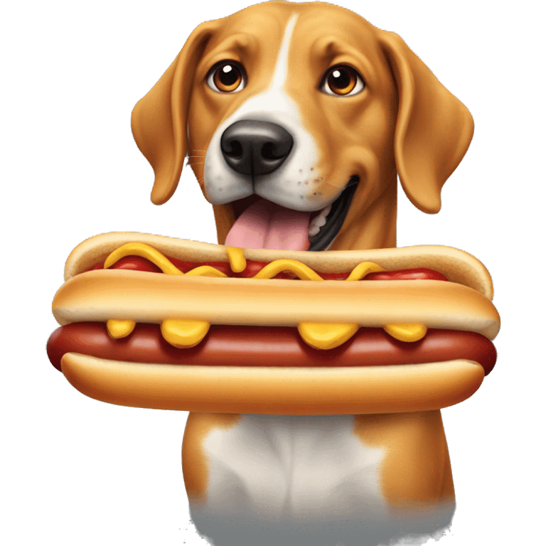 dog eating hotdog emoji