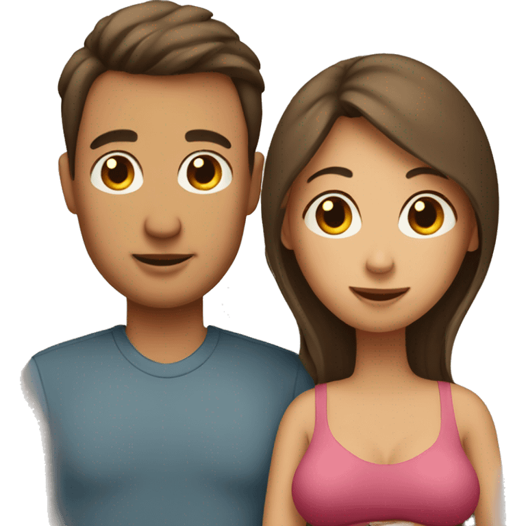 A pregnant woman with her husband  emoji