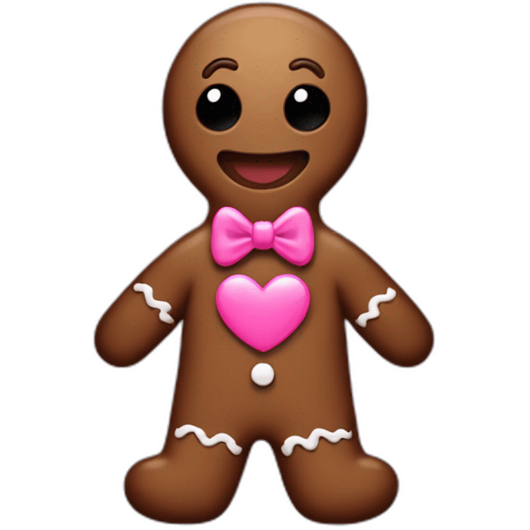 Dark brown gingerbread man with pink heart-shaped eyes emoji