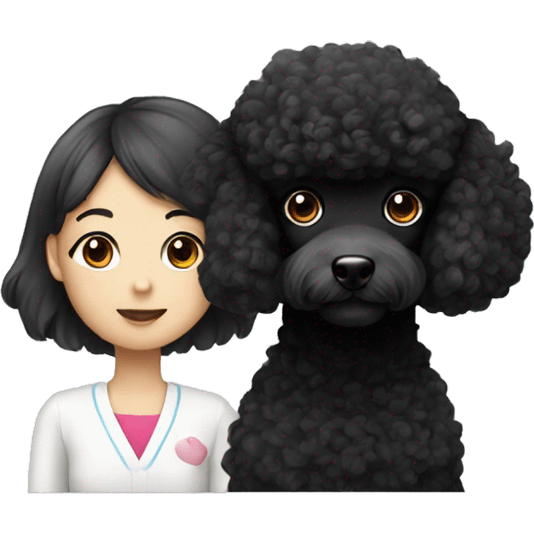 Balck poodle with korean girl emoji