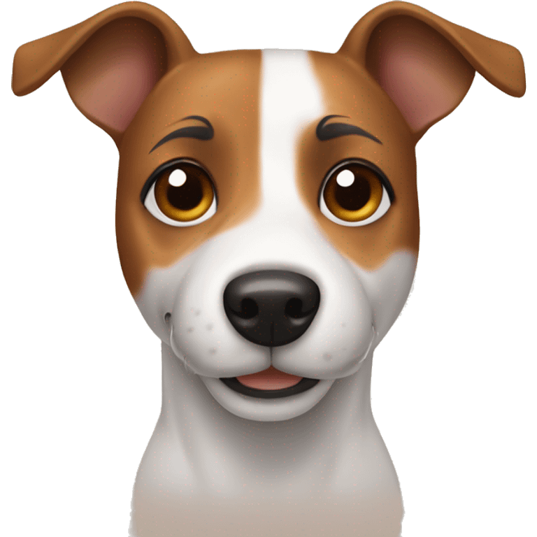 dog Jack Russell Terrier brown face and standing ears emoji