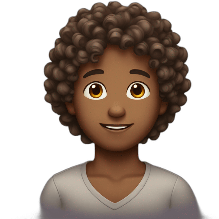 curly hair brown skin boy emoji