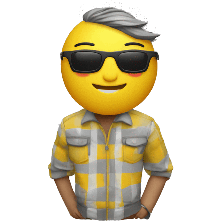 1 SOLO EMOJI AMARILLO 3D CON LENTES DE SOL CUADRADOS Y FACCION SERIA emoji