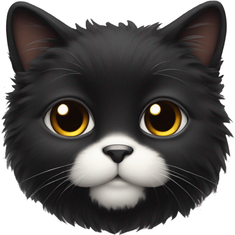 Black fluffy cat with white chin and belly  emoji