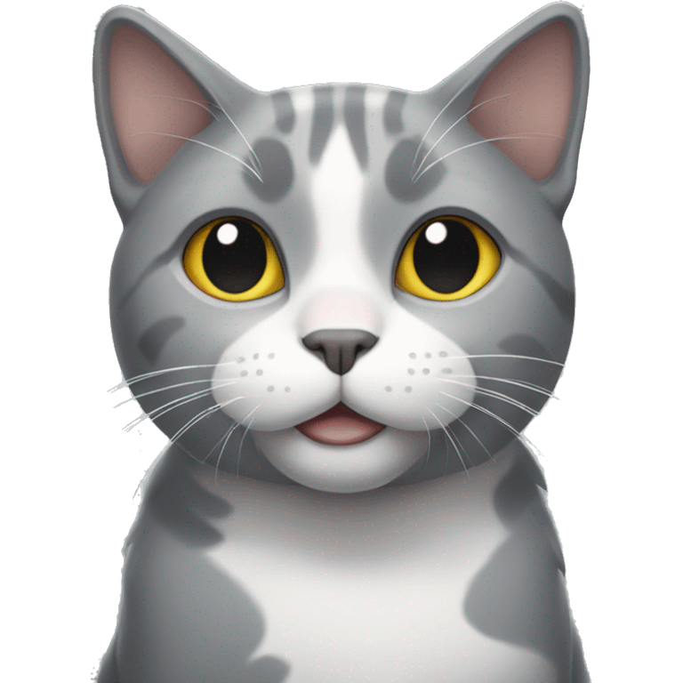 grey cat with white patches on its chest  emoji