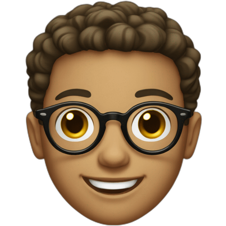 A light skin boy wearing small-size black-rimmed round glasses smiling emoji