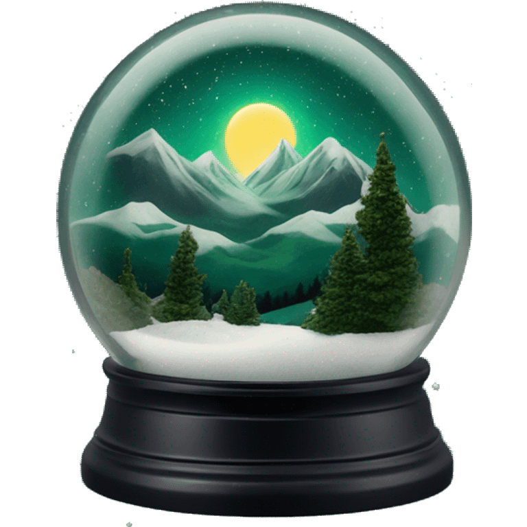 vintage dark green rococo night sky mountains snow globe emoji