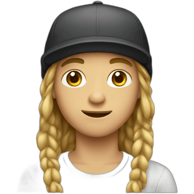 Teenager boy with long hair and a cap emoji