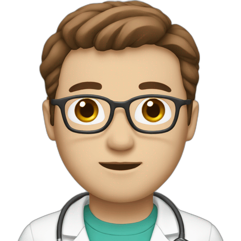 doctor, white skin, brown hair emoji