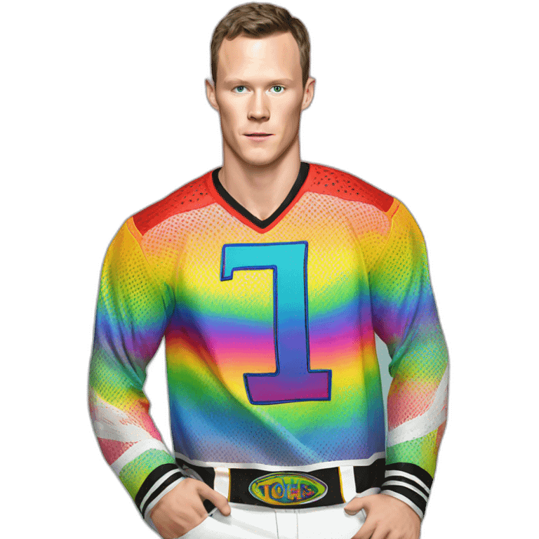 Jonathan Toews wearing rainbow lace shirt emoji