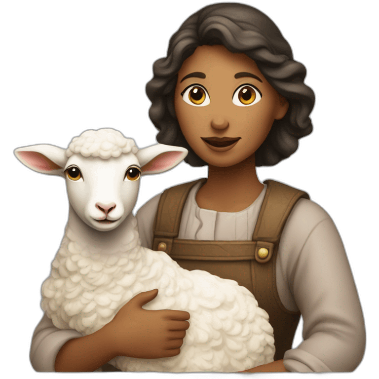 a woman shepherdess with a lamb emoji