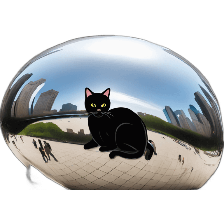 black cat sleeping on chicago bean emoji