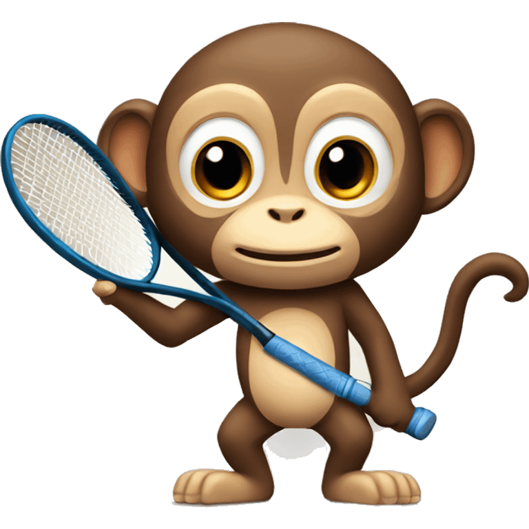 A cute monkey holding a tennis racket emoji