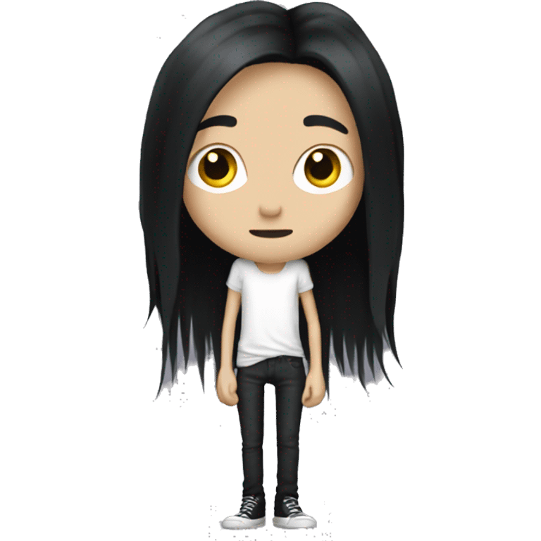 Skinny pale rockstar with long black hair emoji