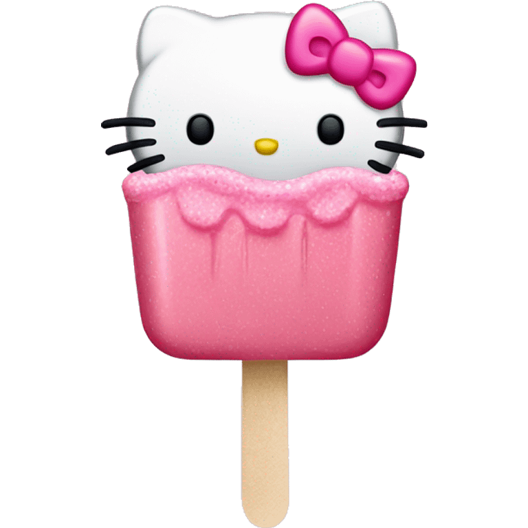 Hello kitty popsicle with pink frosting and sprinkles  emoji