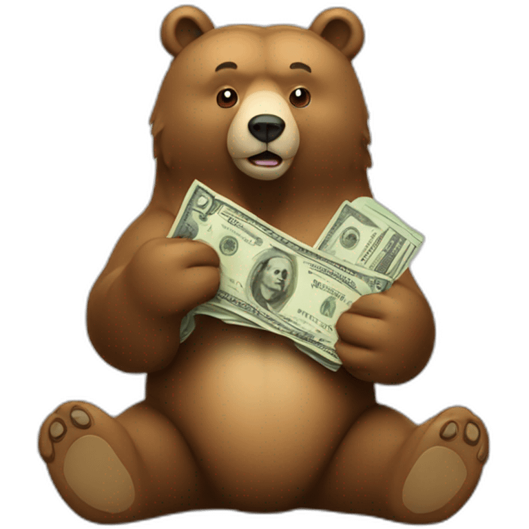 Bear with a cash bill emoji