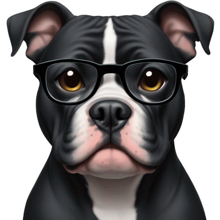 99% Black American Bully with nerd glasses emoji