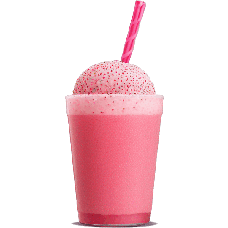 A strawberry Matcha drink with pink pop rock sprinkles on top emoji