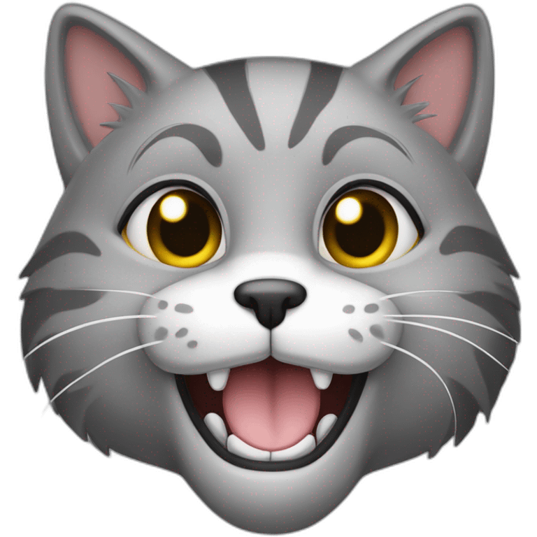 Gato gris a rayas gris oscuro boca arriba feliz emoji