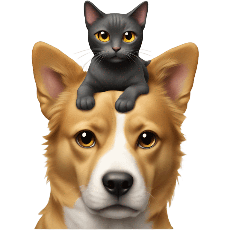 cat ride on dog head emoji