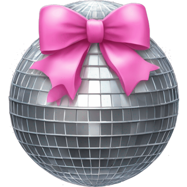 Disco ball with a pink bow on top emoji