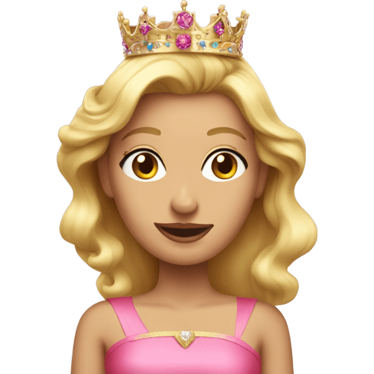 Blonde woman with crown wearing pink dress  emoji