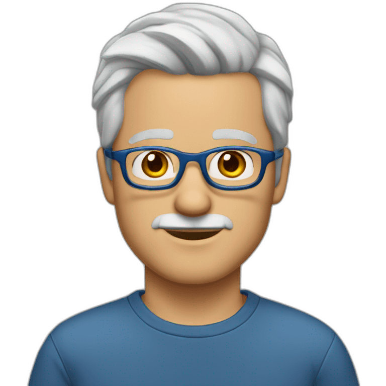 white-40-year-old-man-with-gray-hair-parted-in-the-middle,-brown-eyes,-blue-glasses emoji