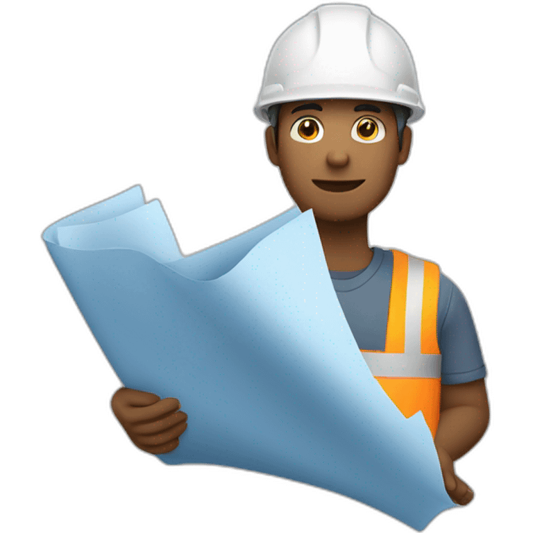 guy holding blueprints wearing a construction hat emoji