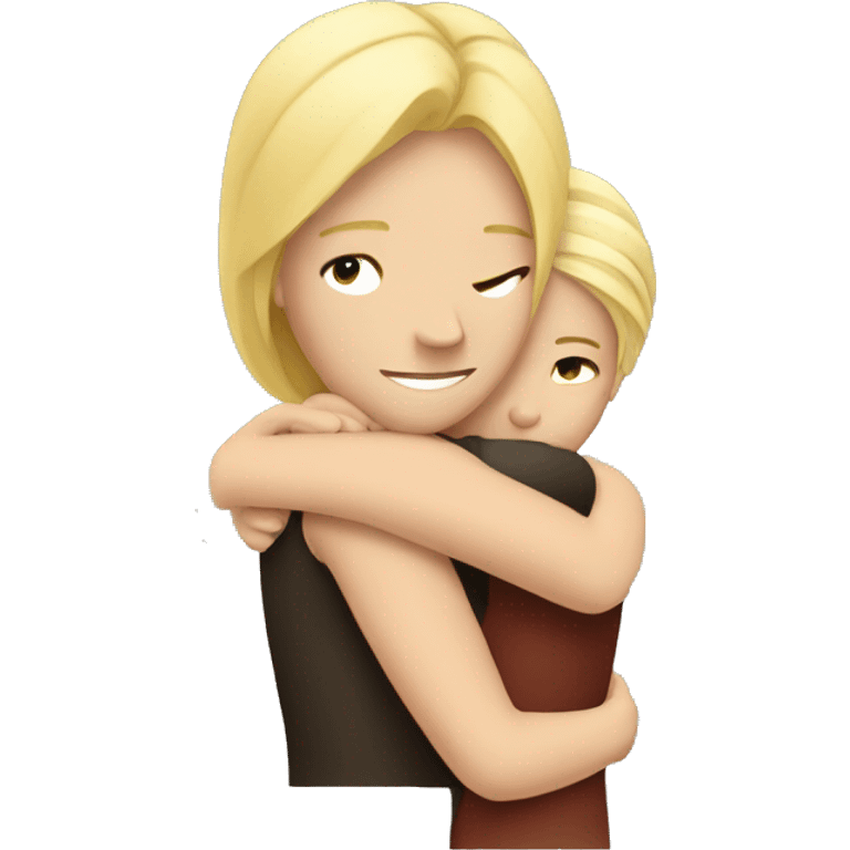 blonde girl hugs a guy emoji