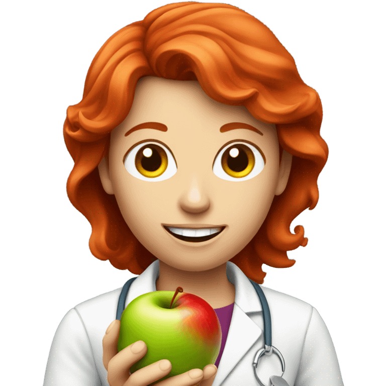 red hair nutritionist with apple emoji