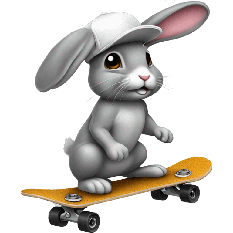 A rabbit in a cap on a skateboard emoji