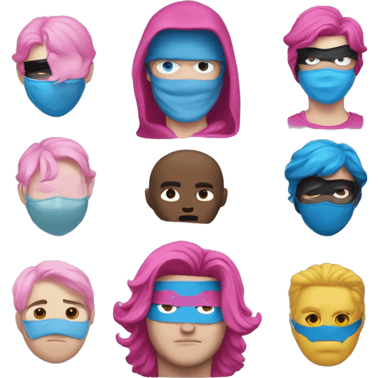 superhero man, with pink face mask and blue eye mask emoji