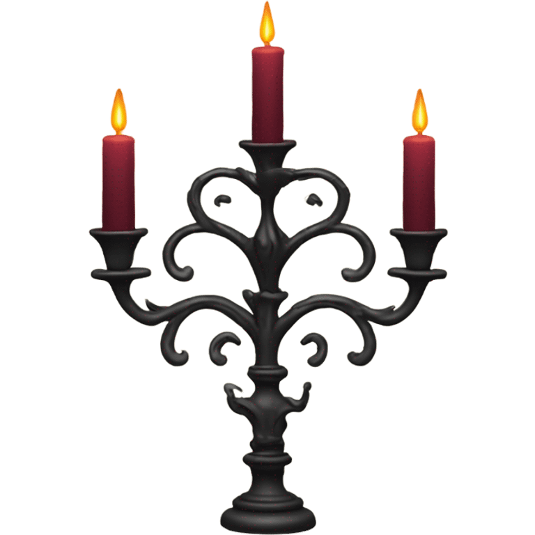 black seven-branched candelabrum with burgundy flames emoji