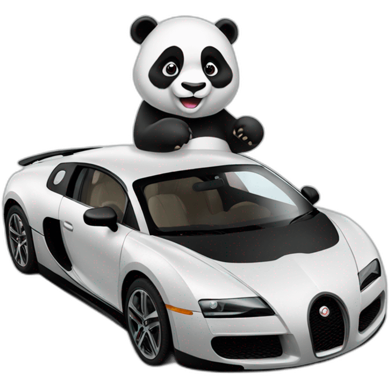 Panda drive on buggati emoji