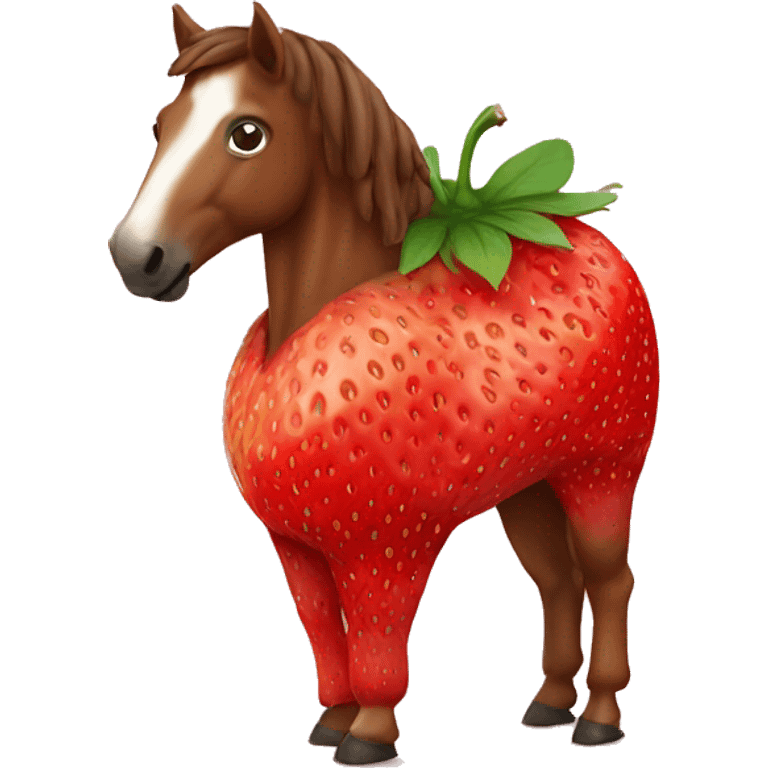 A horse in the body of a strawberry emoji