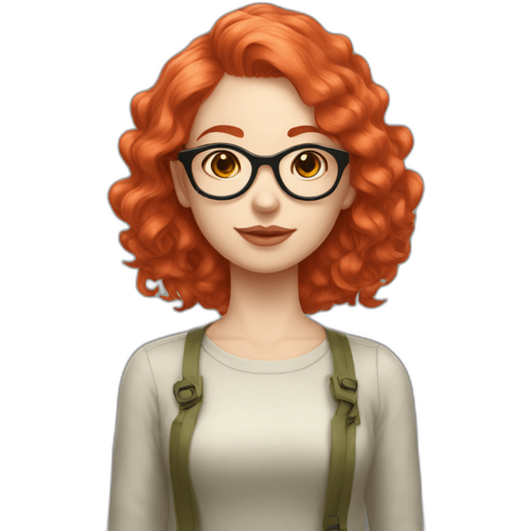 girl white short wavy hair redhead salmon glasses emoji