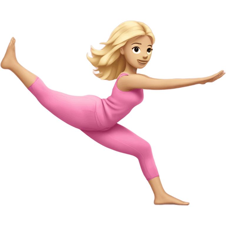 blonde girl pink clothes doing pilates emoji