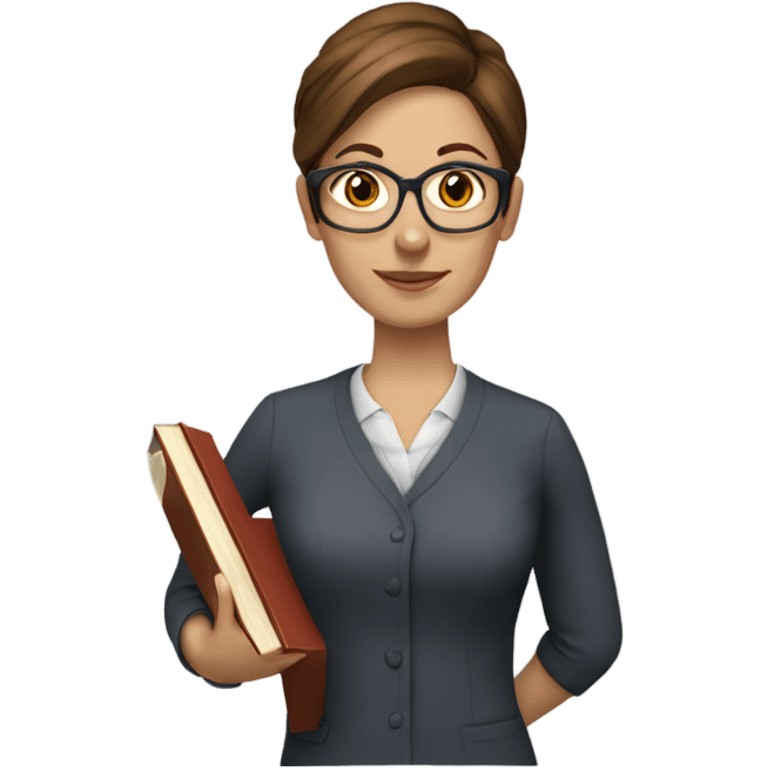 white female teacher with short brown hair and books emoji