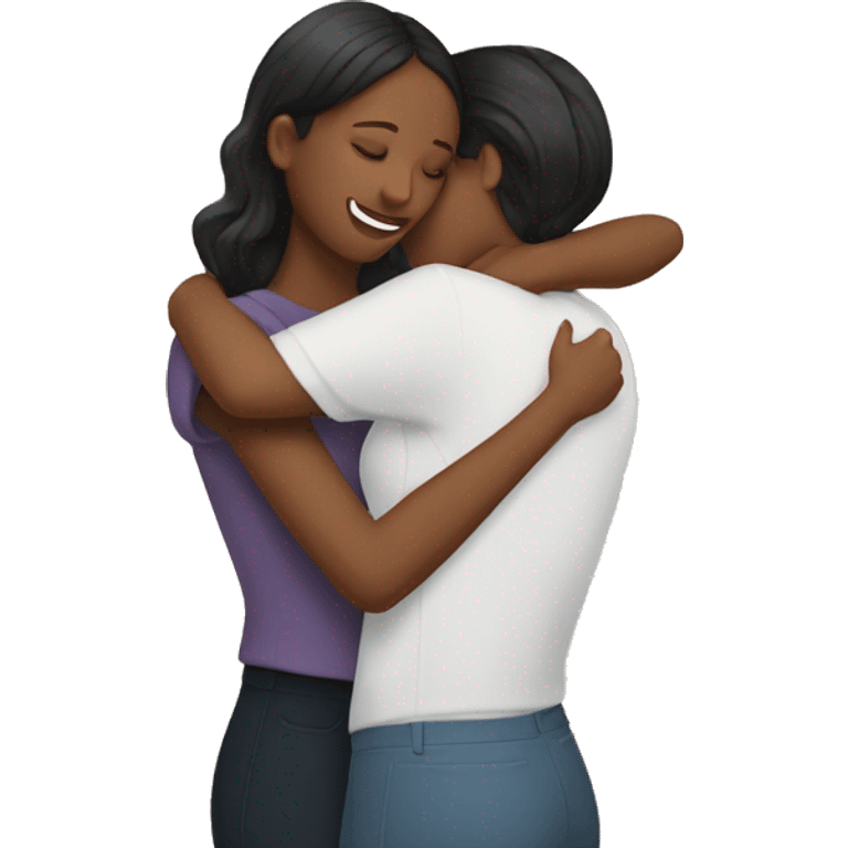 Two women pretty hugging romantically emoji