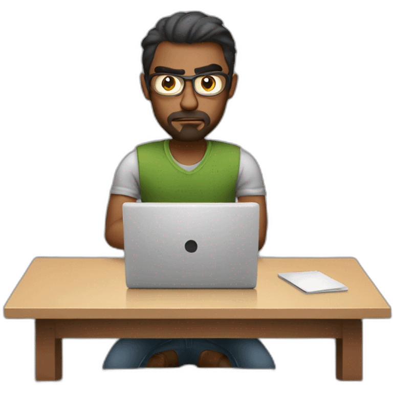 grumpy male graphic designer with laptop emoji